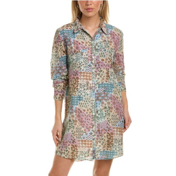 Roller Rabbit Primevere Silk Blend Shirt Dress NWT in Natural XS - Picture 1 of 12